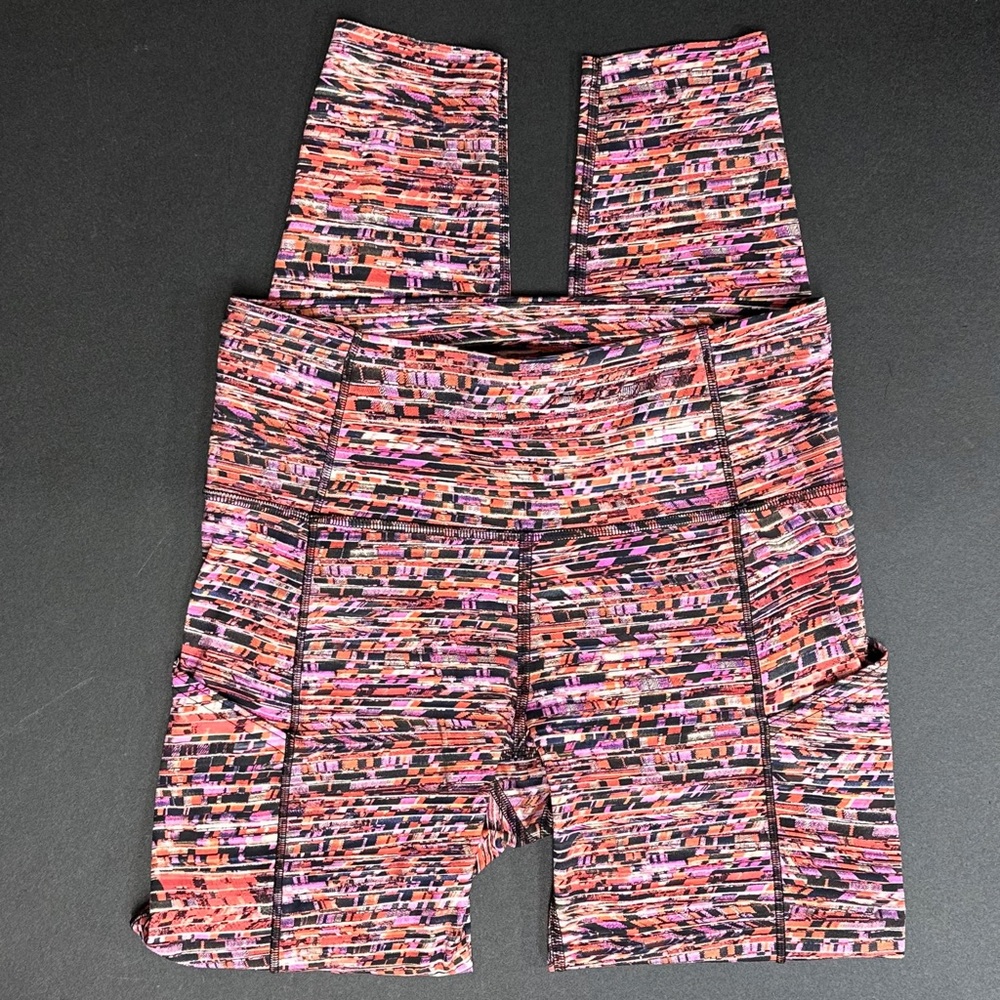 Lululemon Fast and Free Tight II 25" Nulux in Flash Pleat Orange Multi [1703]